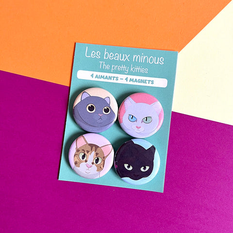 Les aimants beaux minous (ensemble de 4)