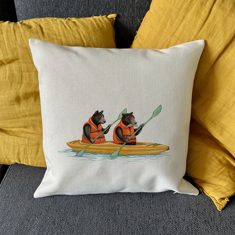 PIllow cover - Bears kayaking