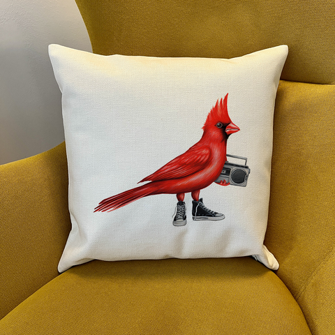 PIllow cover - Cardinal wearing running shoes