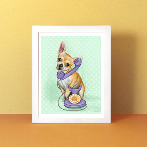 Chihuahua au téléphone - Affiche murale