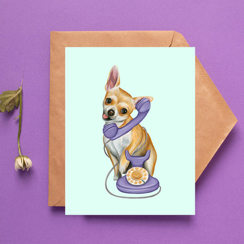 Chihuahua au téléphone - Carte de souhait