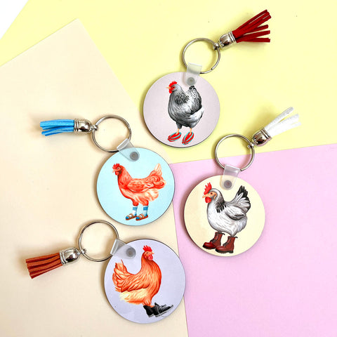 Porte-clés poules à la mode