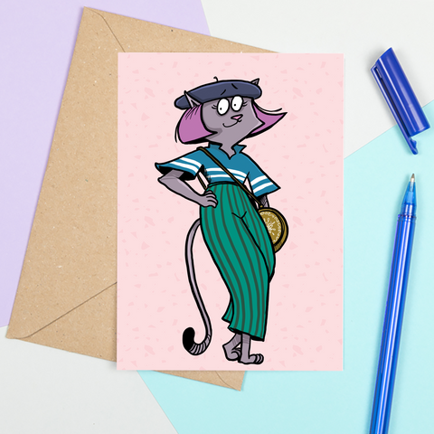 Frenchie la chatte stylé - Carte de souhaits
