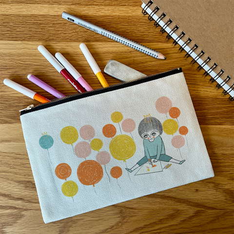 Pencil/Makeup Bag - Boy with balloons
