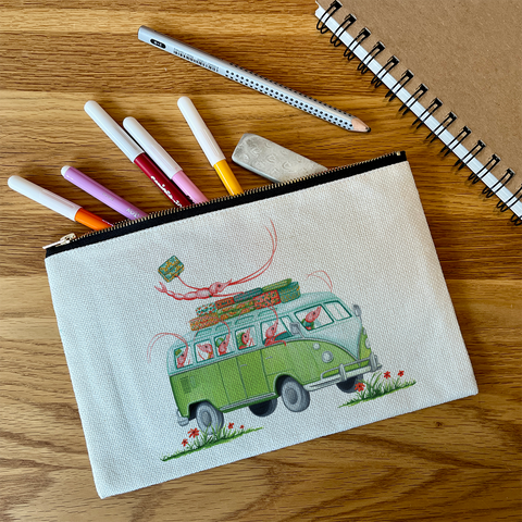 Pencil/Makeup Bag - Shrimps in a minivan