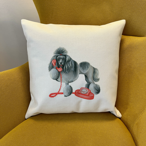 PIllow cover - Poodle on the phone