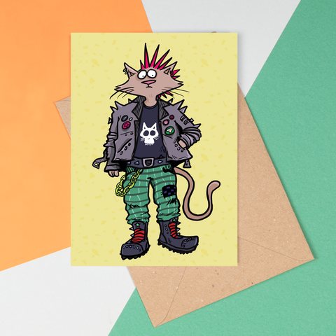 Punky le chat stylé - Carte de souhaits