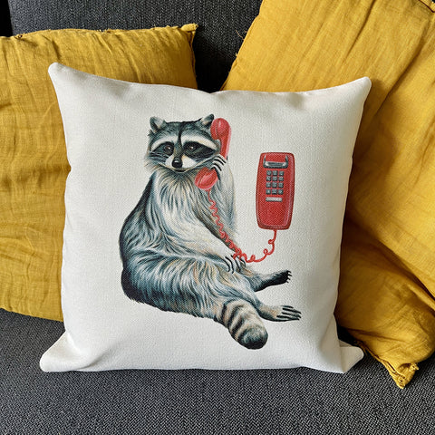 PIllow cover - Raccoon on the phone