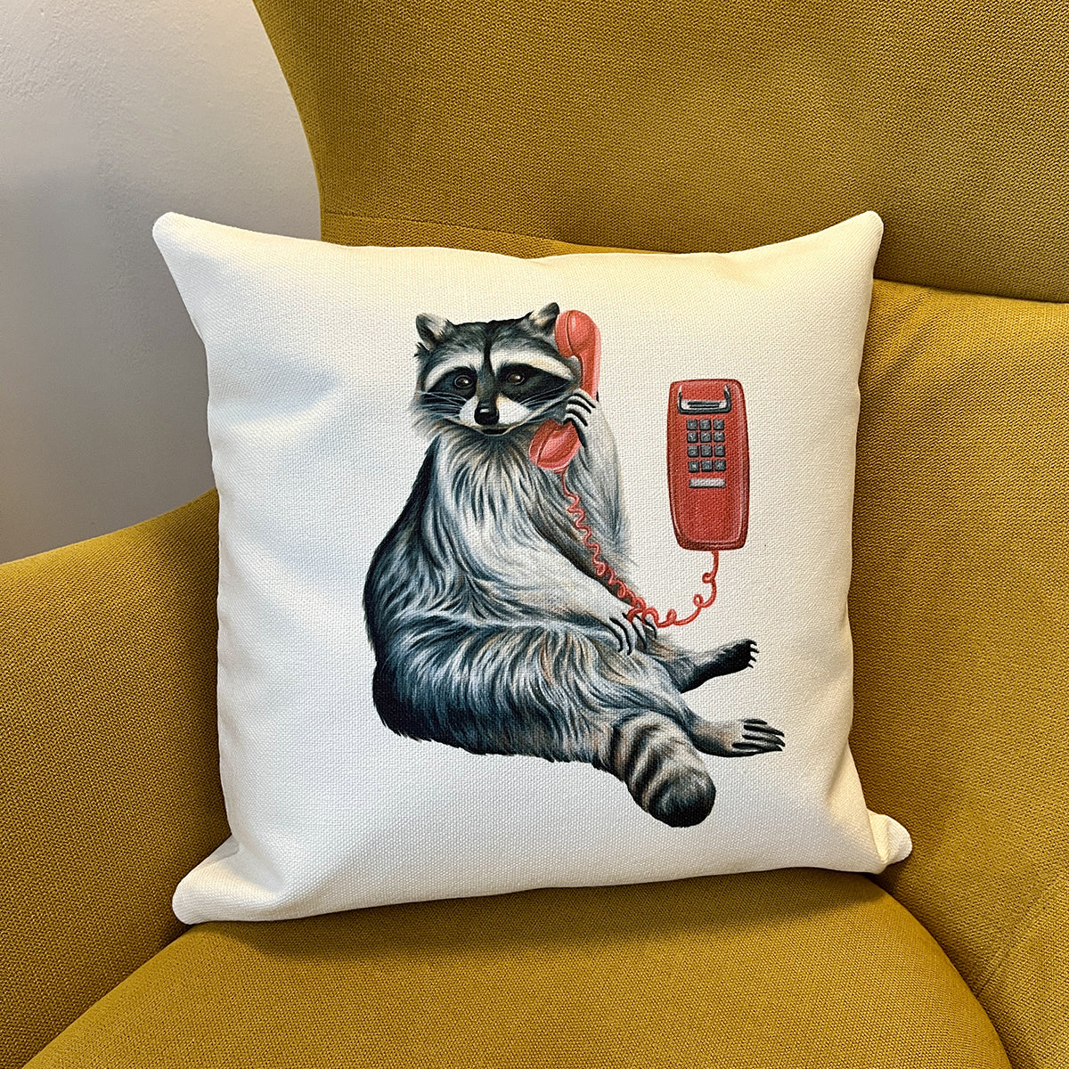 PIllow cover - Raccoon on the phone