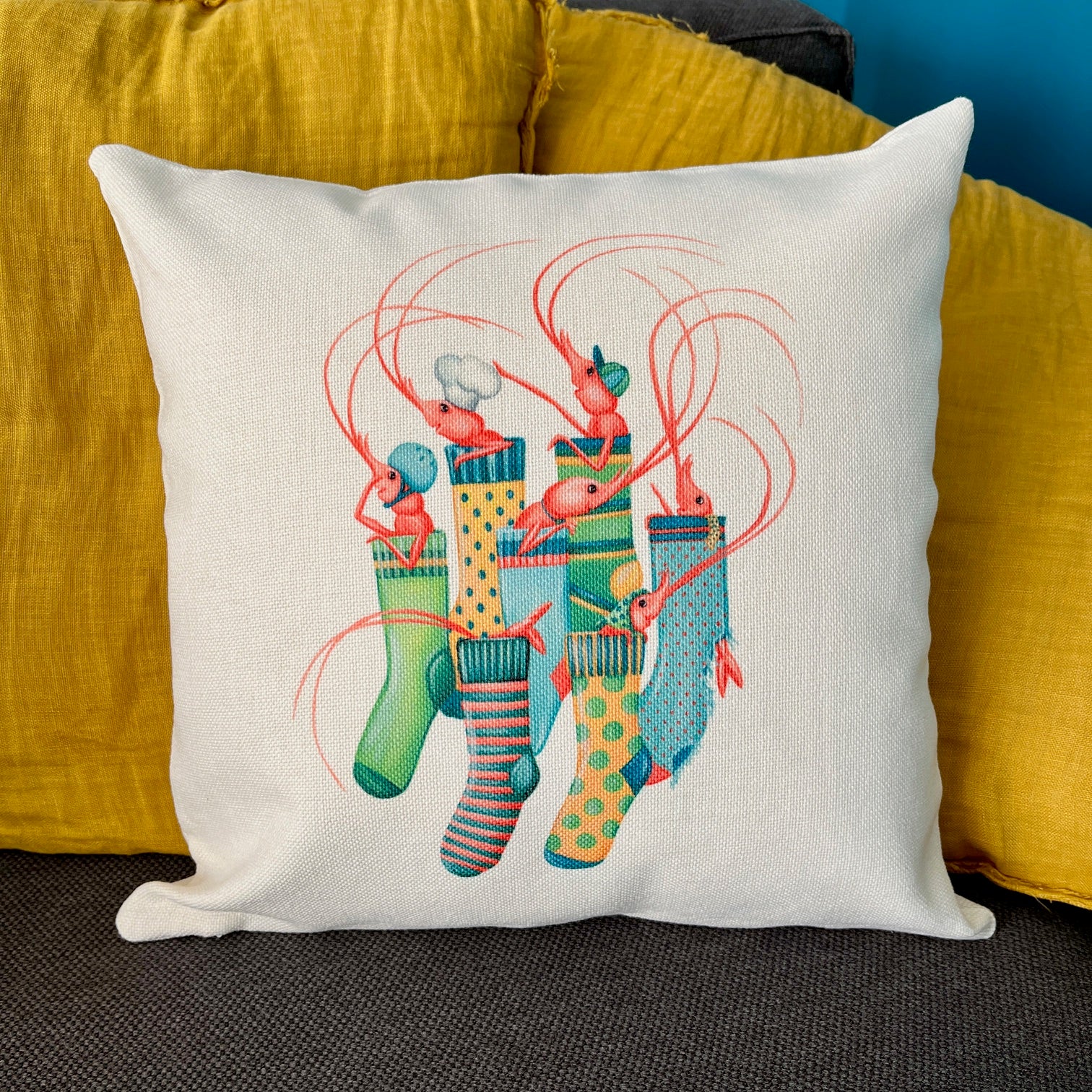 PIllow cover - Shrimps wearing socks