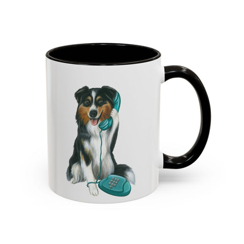 Tasse Berger Australien au téléphone