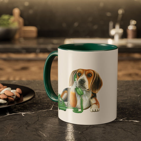 Tasse Beagle au téléphone
