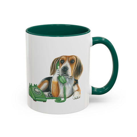 Tasse Beagle au téléphone