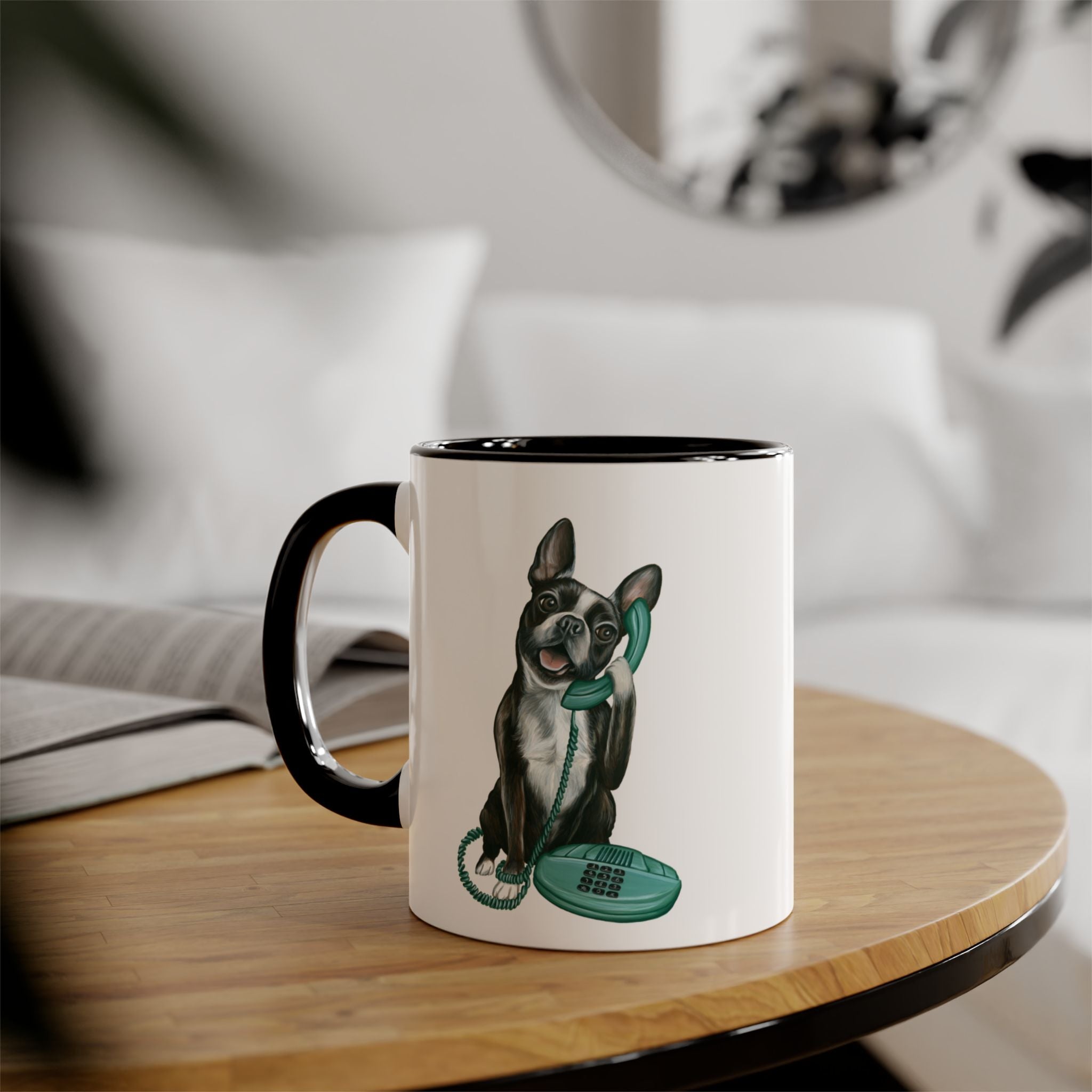 Boston Terrier on the phone mug