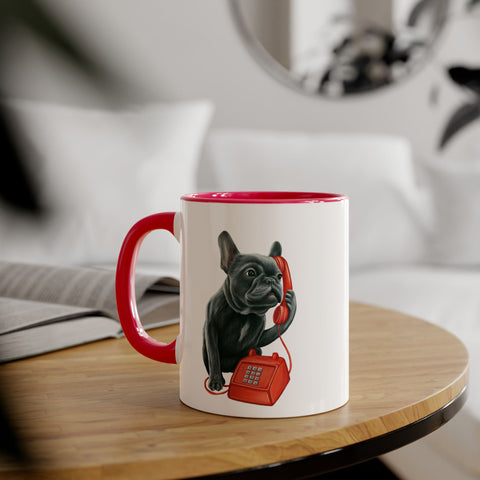 Tasse Bouldogue Français au téléphone