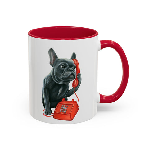 Tasse Bouldogue Français au téléphone