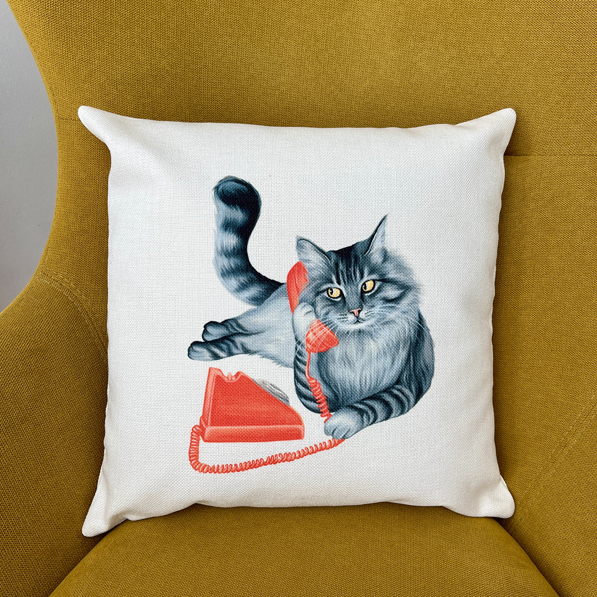 PIllow cover - Cat on the phone