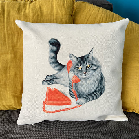PIllow cover - Cat on the phone