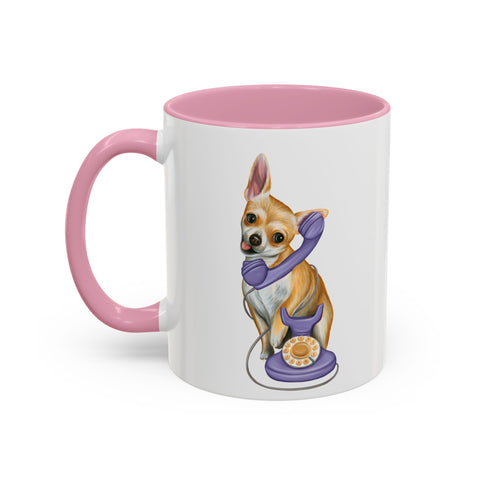 Tasse Chihuahua au téléphone