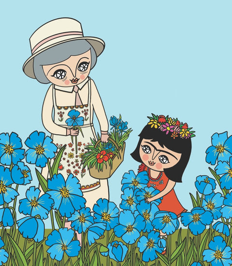 Frida - Blue Poppies - Poster