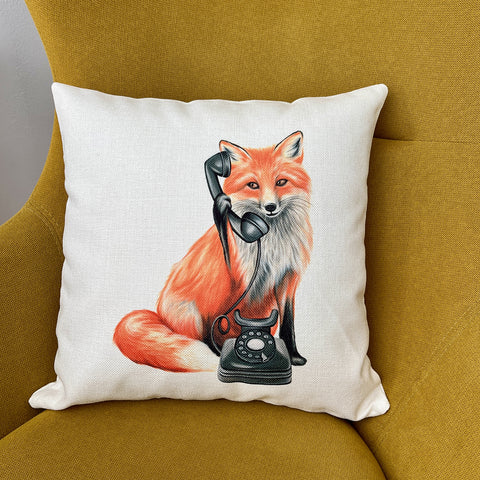 Fox talking on the phone pillow