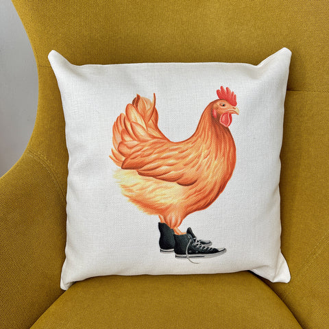 PIllow cover - Hen wearing converse