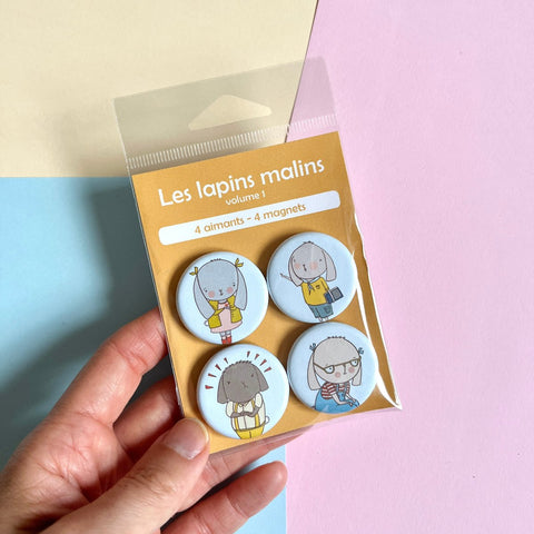 Aimants Lapins malins volume 1 (lot de 4)