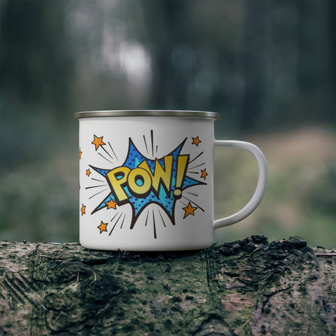 POW enamel mug with stainless rim