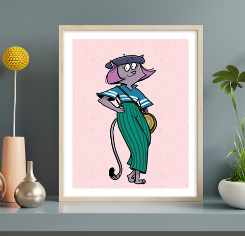 Frenchie la chatte stylé - Affiche murale