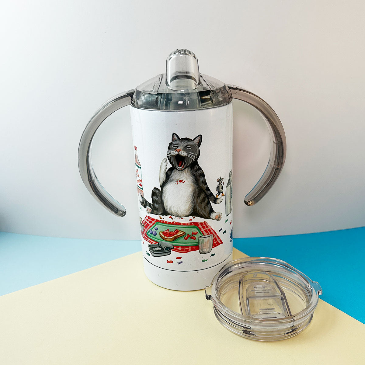Thomas the Cat eating lunch - Sippy Cup