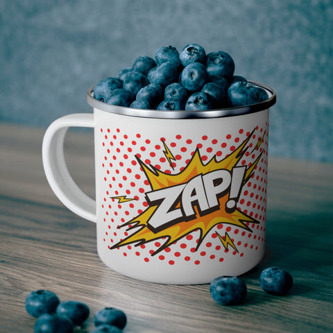 ZAP enamel mug with stainless rim