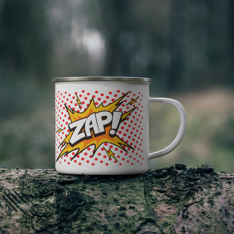 ZAP enamel mug with stainless rim