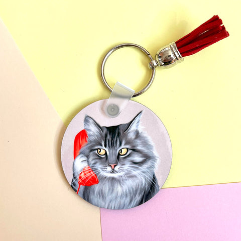 Animals on the phone Key Chain