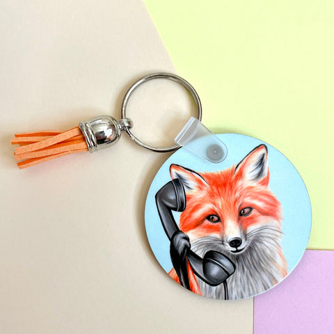 Animals on the phone Key Chain