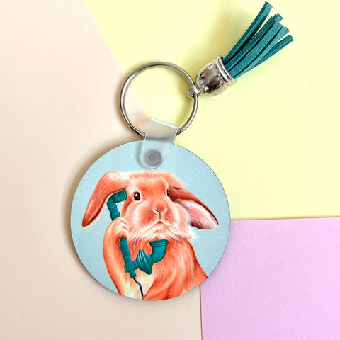 Animals on the phone Key Chain