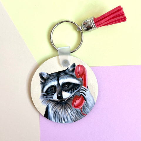 Animals on the phone Key Chain