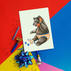 Baby beartalking on the phone greeting card
