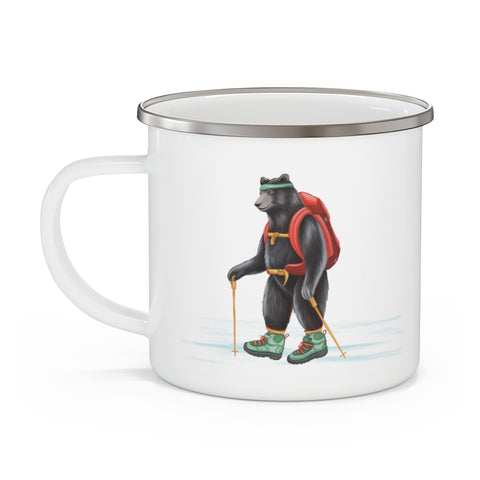 Bear hiking enameled stainless steel mug