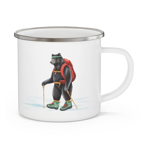 Bear hiking enameled stainless steel mug