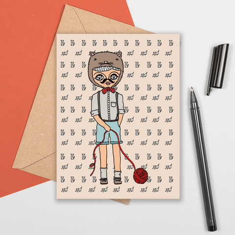 Dressed as a cat - Greeting Card