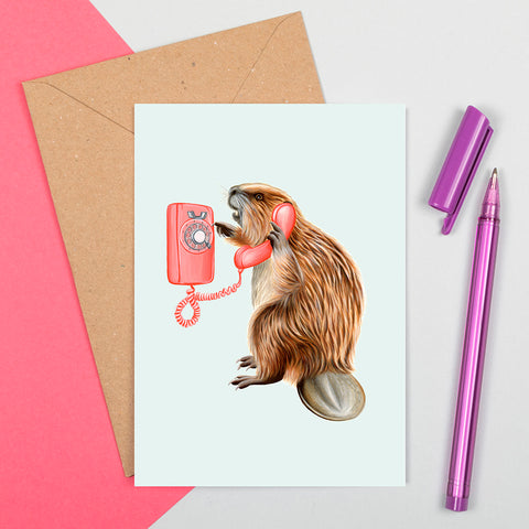 Animals on the phone greeting cards 6 pack