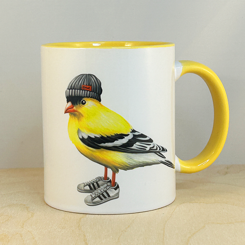 Goldfinch wearing sneakers Mug