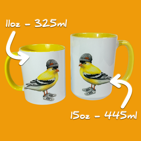 Goldfinch wearing sneakers Mug