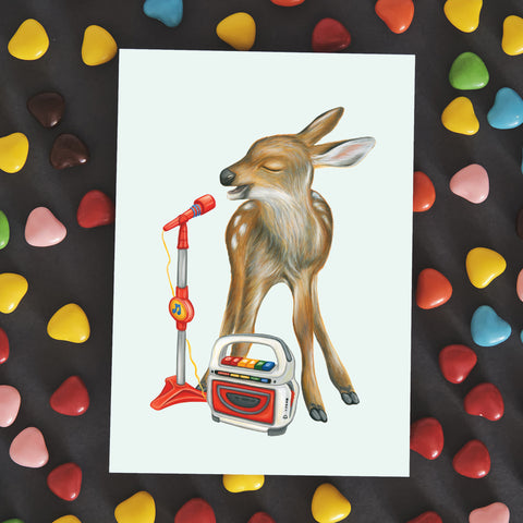 Baby Deer Serenade - Greeting Card