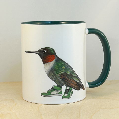 Hummingbird wearing sneakers Mug