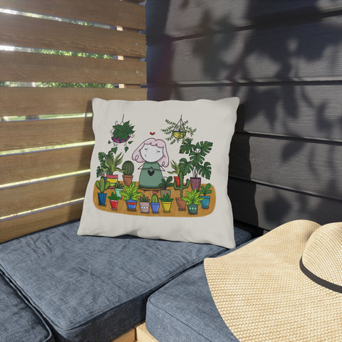 Housse de Coussin - La fille aux plantes