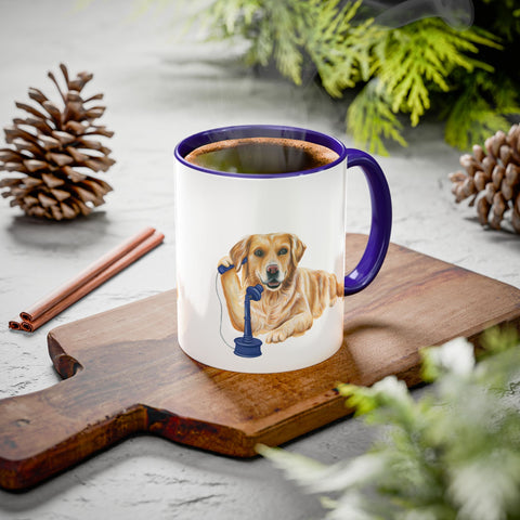 Golden Retreiver on the phone mug