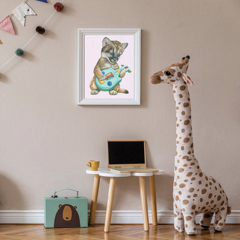 Baby Cougar playing guitar - Poster