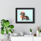 A print featuring a dog drinking coffee