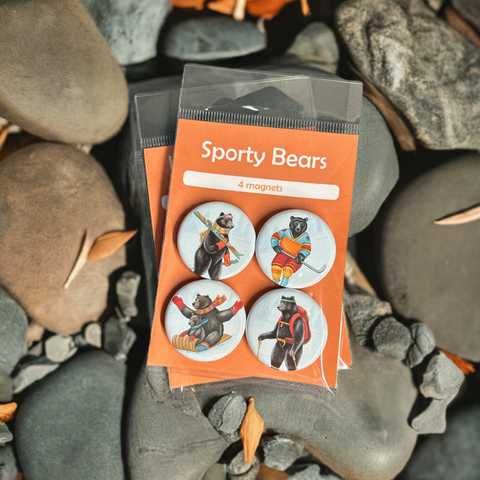 Sporty Bears Fridge Magnets (set of 4)